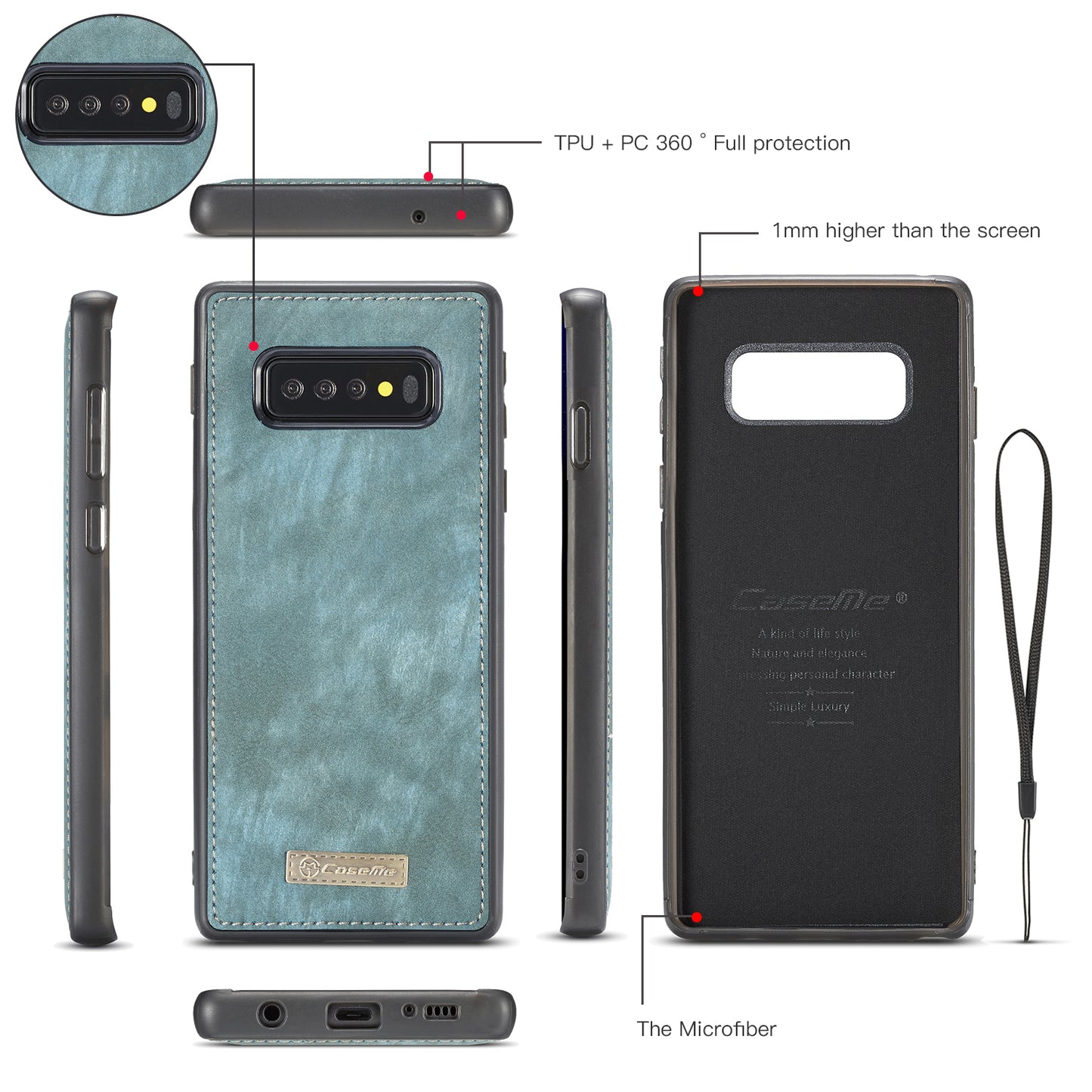 CASEME 008 Series for Samsung Galaxy S10 Plus Detachable 2-in-1 Multi-functional Wallet Split Leather Case