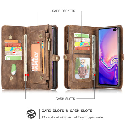 CASEME 008 Series for Samsung Galaxy S10 Plus Detachable 2-in-1 Multi-functional Wallet Split Leather Case