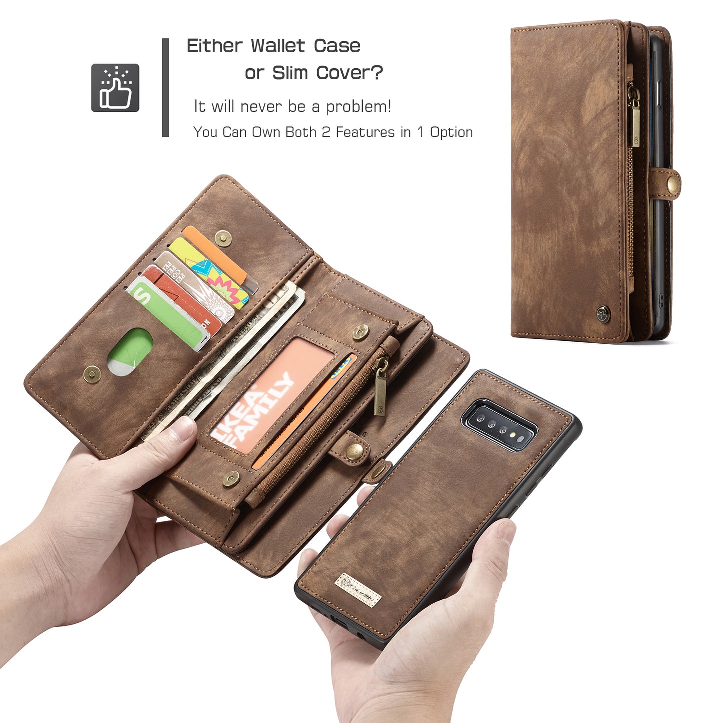 CASEME 008 Series for Samsung Galaxy S10 Plus Detachable 2-in-1 Multi-functional Wallet Split Leather Case