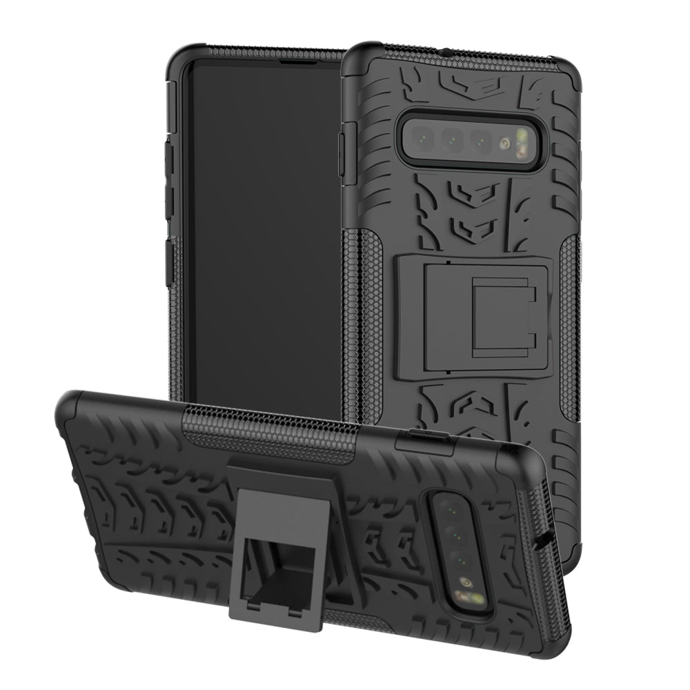 2-in-1 Tyre Pattern PC + TPU Hybrid Mobile Phone Case with Kickstand for Samsung Galaxy S10