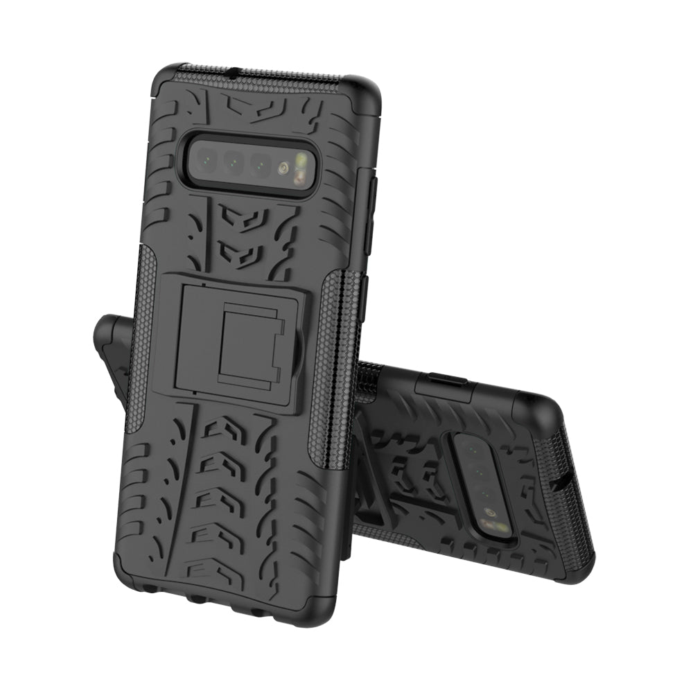 2-in-1 Tyre Pattern PC + TPU Hybrid Mobile Phone Case with Kickstand for Samsung Galaxy S10