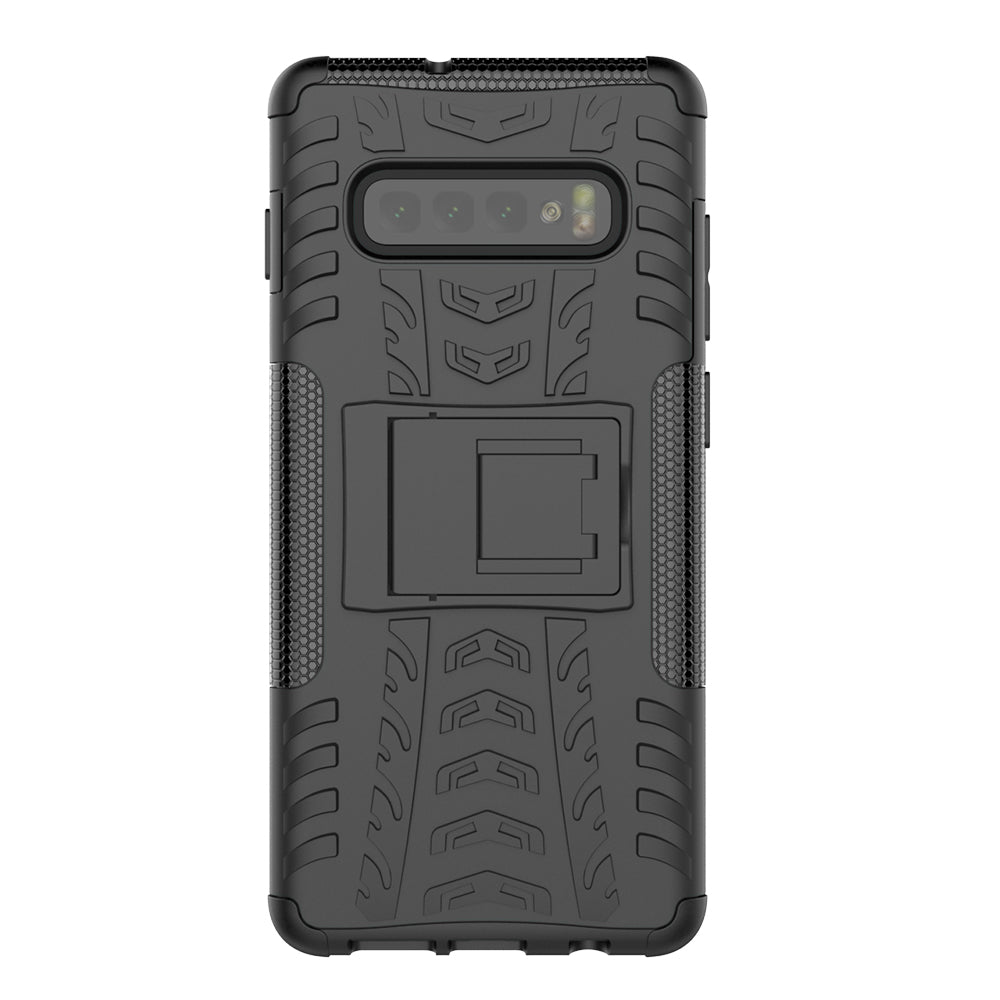 2-in-1 Tyre Pattern PC + TPU Hybrid Mobile Phone Case with Kickstand for Samsung Galaxy S10
