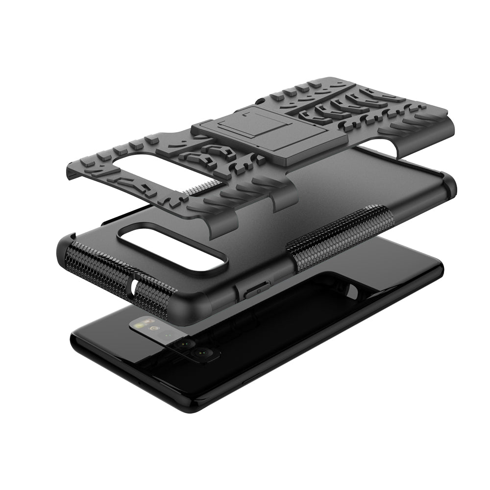 2-in-1 Tyre Pattern PC + TPU Hybrid Mobile Phone Case with Kickstand for Samsung Galaxy S10
