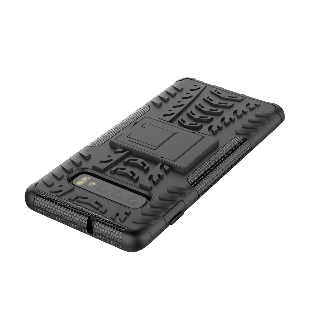 2-in-1 Tyre Pattern PC + TPU Hybrid Mobile Phone Case with Kickstand for Samsung Galaxy S10