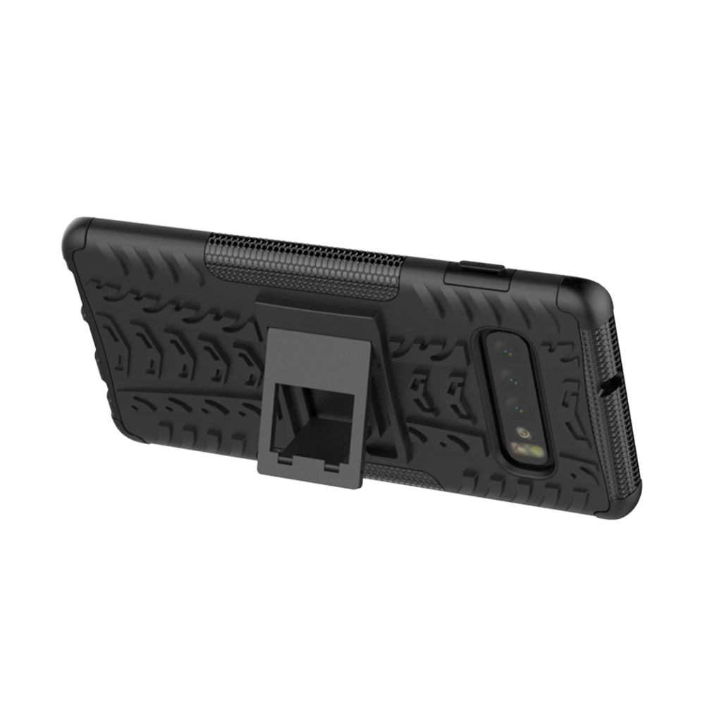2-in-1 Tyre Pattern PC + TPU Hybrid Mobile Phone Case with Kickstand for Samsung Galaxy S10
