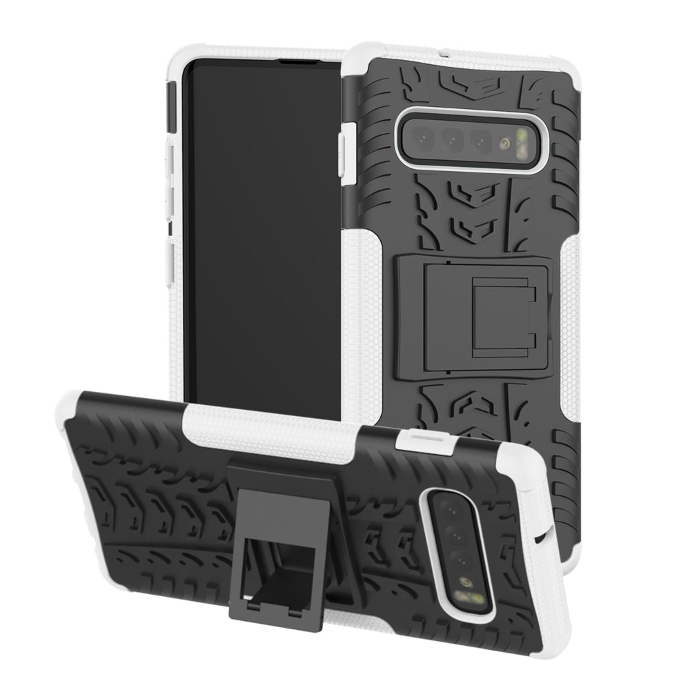 2-in-1 Tyre Pattern PC + TPU Hybrid Mobile Phone Case with Kickstand for Samsung Galaxy S10