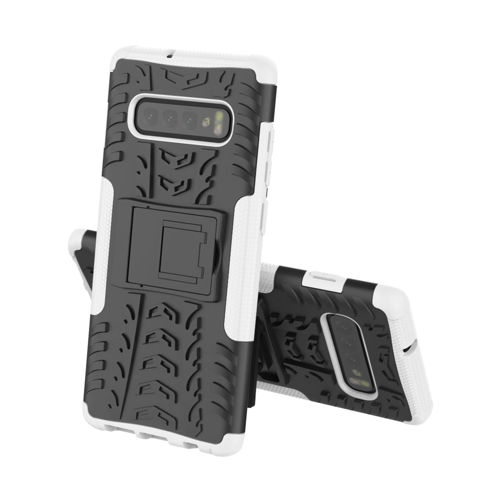 2-in-1 Tyre Pattern PC + TPU Hybrid Mobile Phone Case with Kickstand for Samsung Galaxy S10