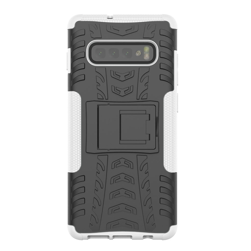 2-in-1 Tyre Pattern PC + TPU Hybrid Mobile Phone Case with Kickstand for Samsung Galaxy S10