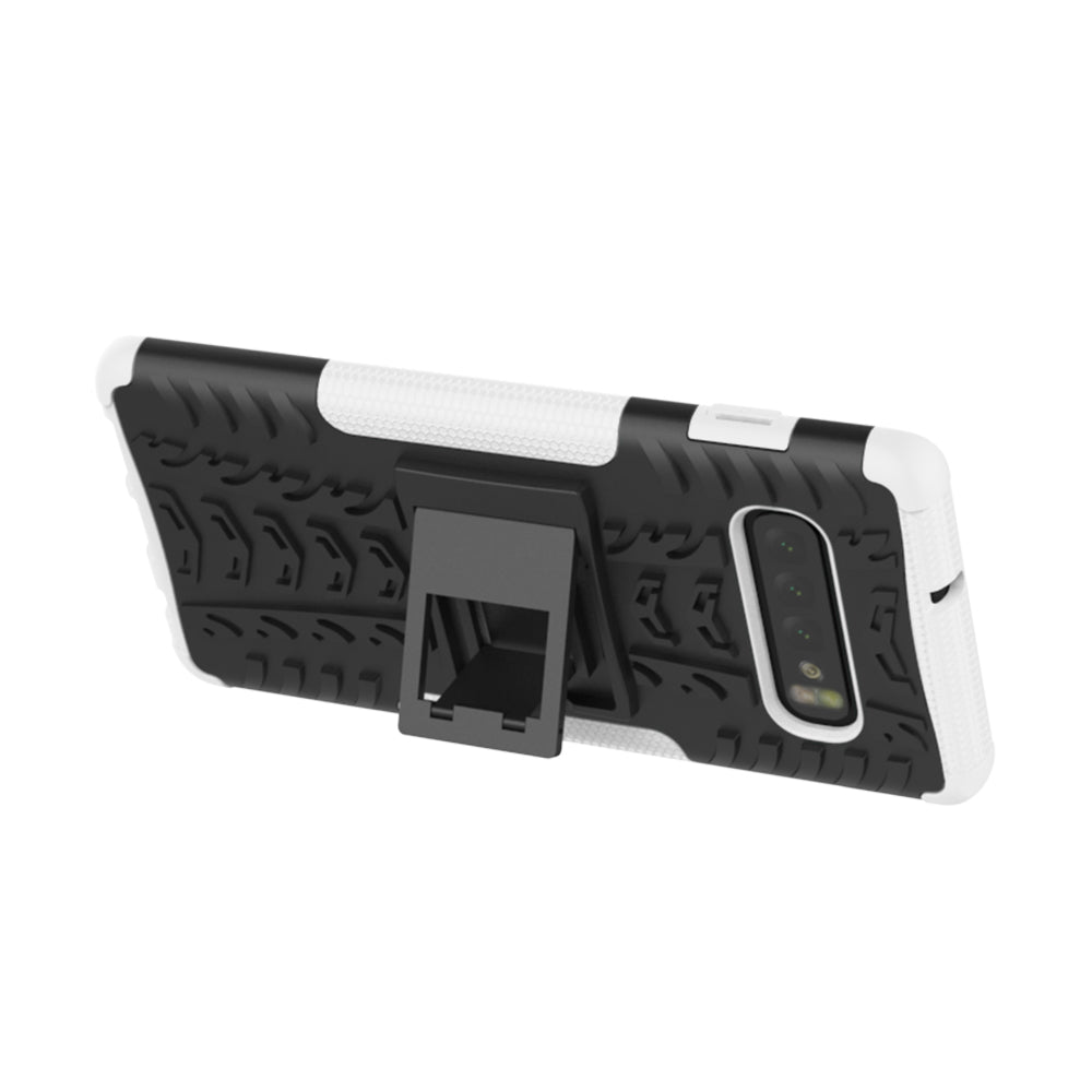 2-in-1 Tyre Pattern PC + TPU Hybrid Mobile Phone Case with Kickstand for Samsung Galaxy S10