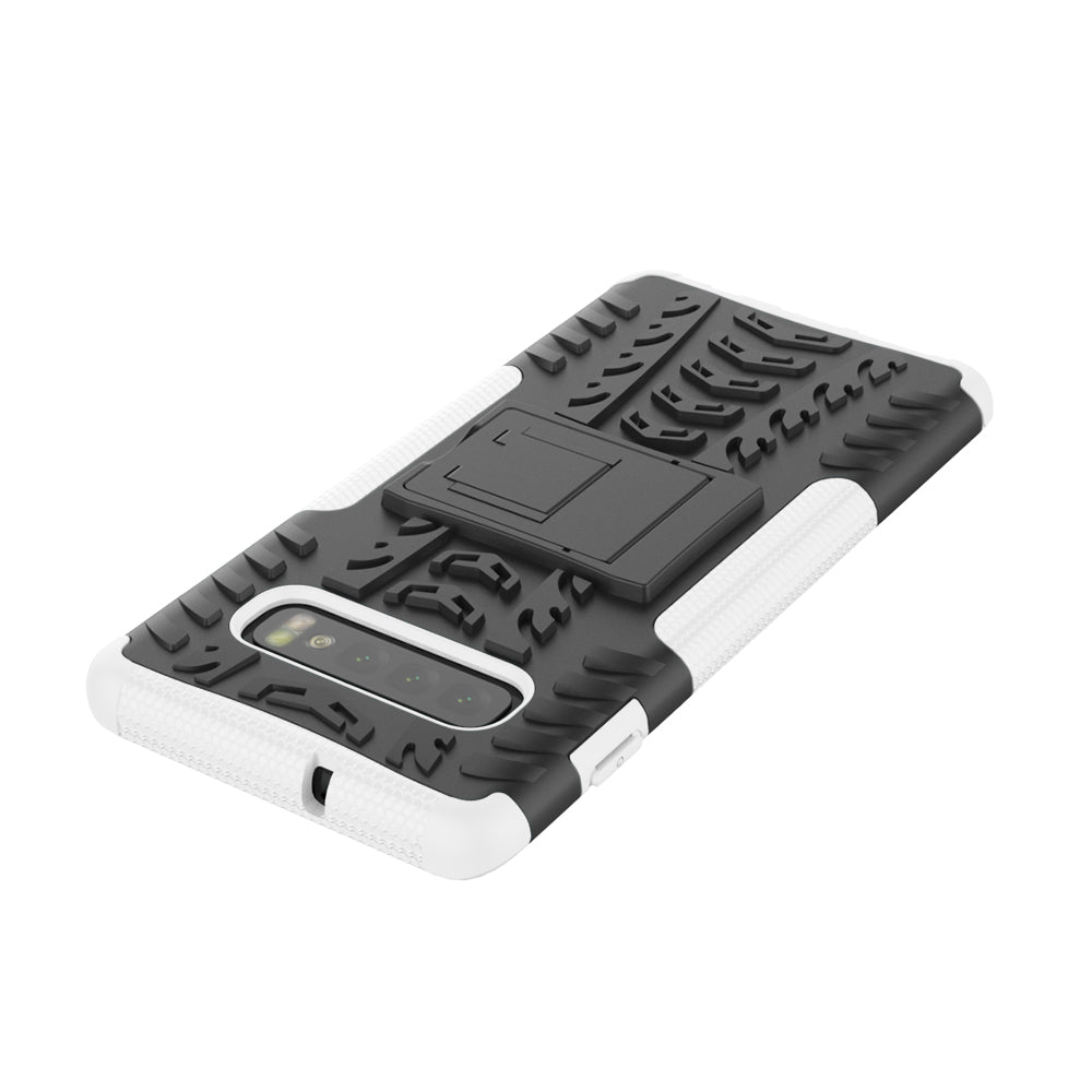 2-in-1 Tyre Pattern PC + TPU Hybrid Mobile Phone Case with Kickstand for Samsung Galaxy S10