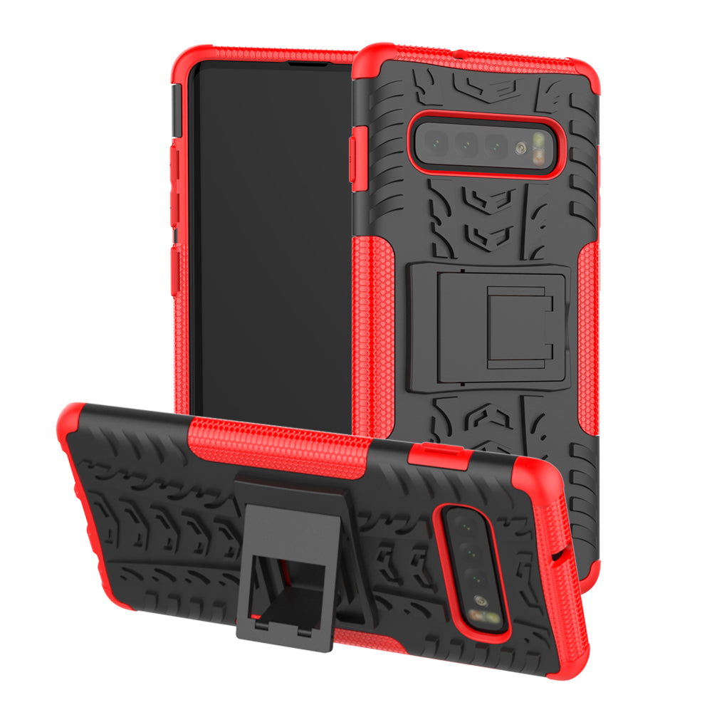 2-in-1 Tyre Pattern PC + TPU Hybrid Mobile Phone Case with Kickstand for Samsung Galaxy S10