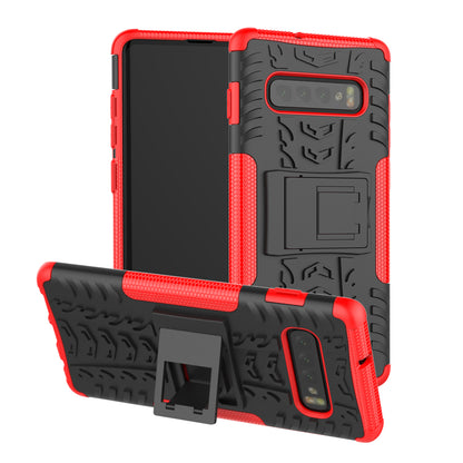 2-in-1 Tyre Pattern PC + TPU Hybrid Mobile Phone Case with Kickstand for Samsung Galaxy S10