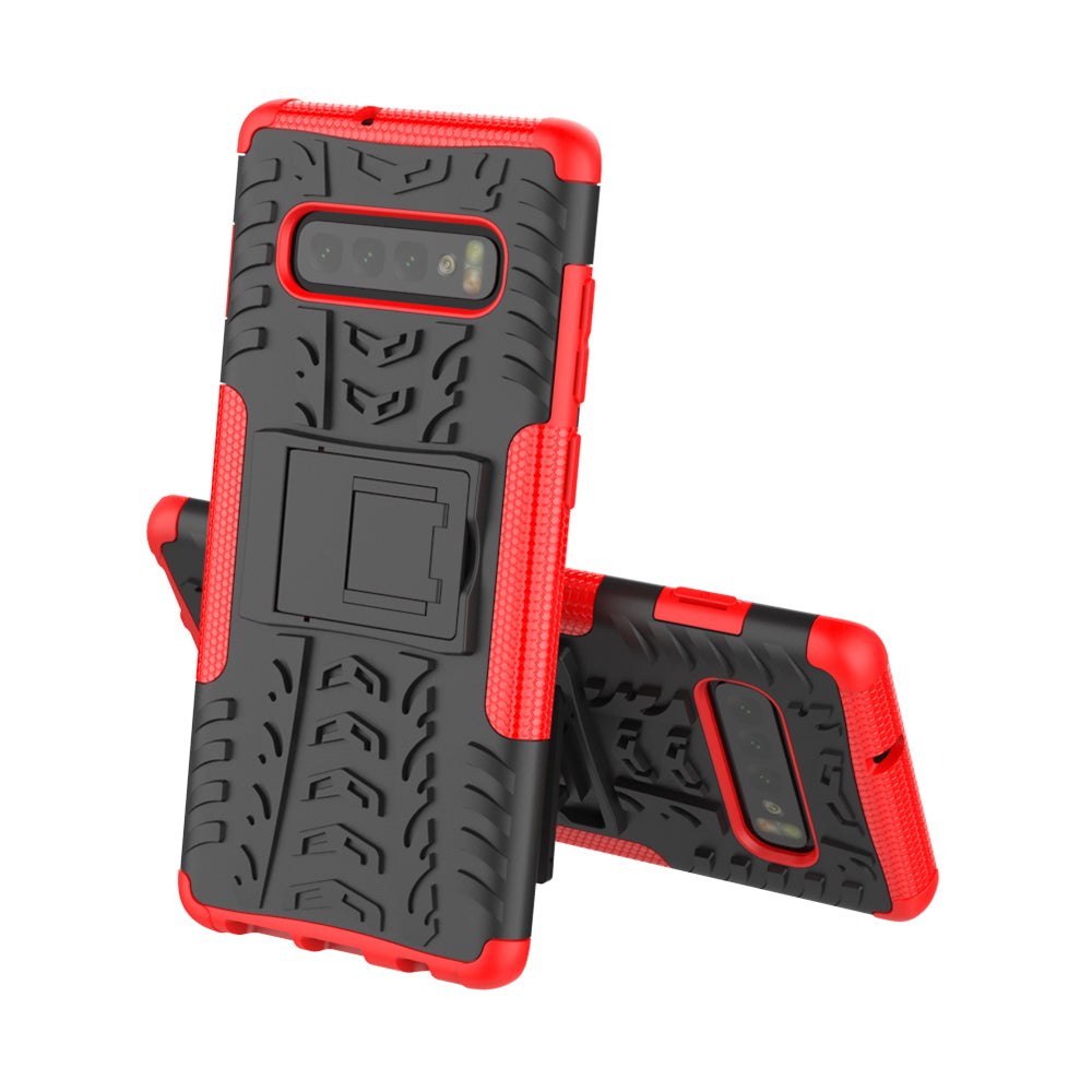 2-in-1 Tyre Pattern PC + TPU Hybrid Mobile Phone Case with Kickstand for Samsung Galaxy S10