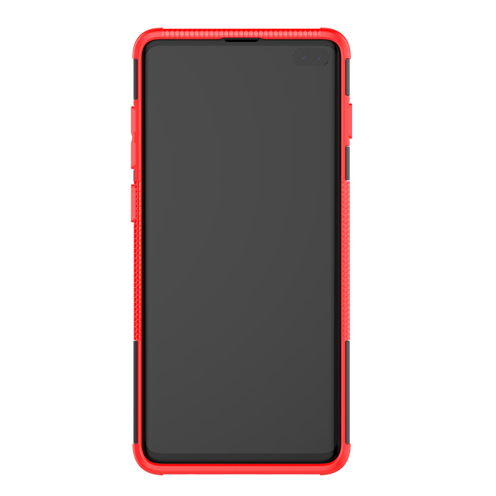 2-in-1 Tyre Pattern PC + TPU Hybrid Mobile Phone Case with Kickstand for Samsung Galaxy S10