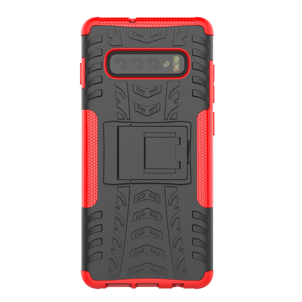 2-in-1 Tyre Pattern PC + TPU Hybrid Mobile Phone Case with Kickstand for Samsung Galaxy S10