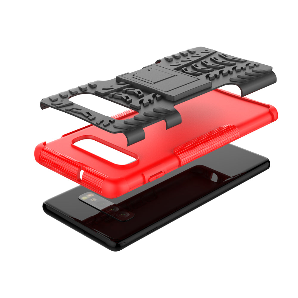 2-in-1 Tyre Pattern PC + TPU Hybrid Mobile Phone Case with Kickstand for Samsung Galaxy S10