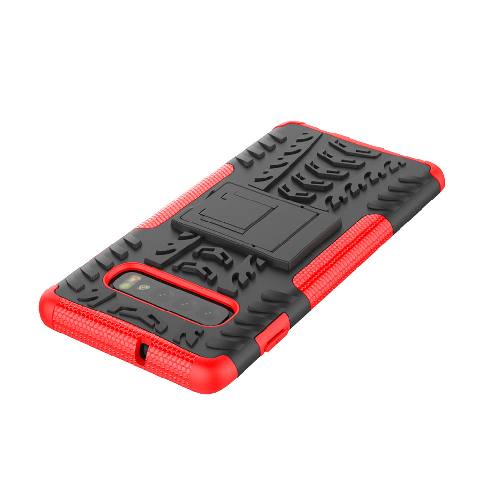 2-in-1 Tyre Pattern PC + TPU Hybrid Mobile Phone Case with Kickstand for Samsung Galaxy S10