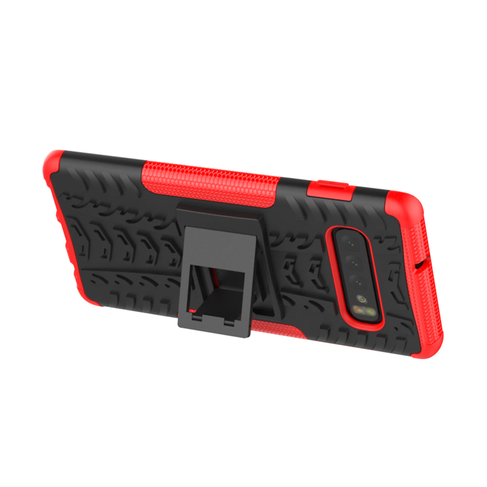 2-in-1 Tyre Pattern PC + TPU Hybrid Mobile Phone Case with Kickstand for Samsung Galaxy S10