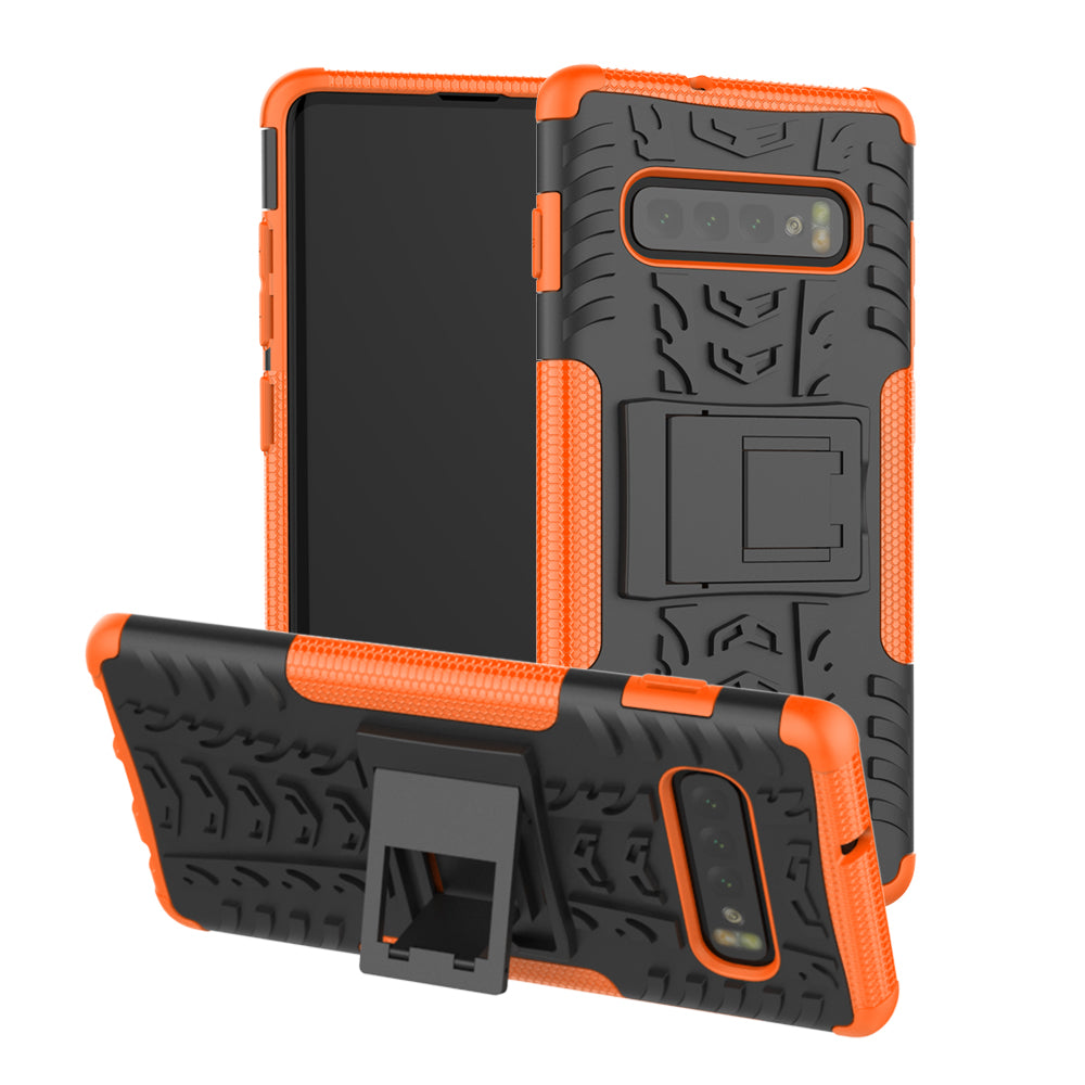 2-in-1 Tyre Pattern PC + TPU Hybrid Mobile Phone Case with Kickstand for Samsung Galaxy S10