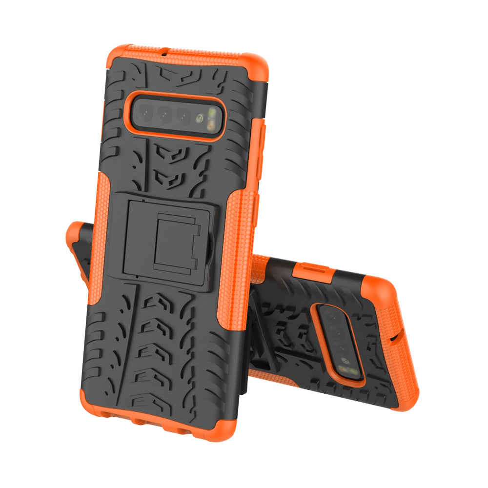 2-in-1 Tyre Pattern PC + TPU Hybrid Mobile Phone Case with Kickstand for Samsung Galaxy S10