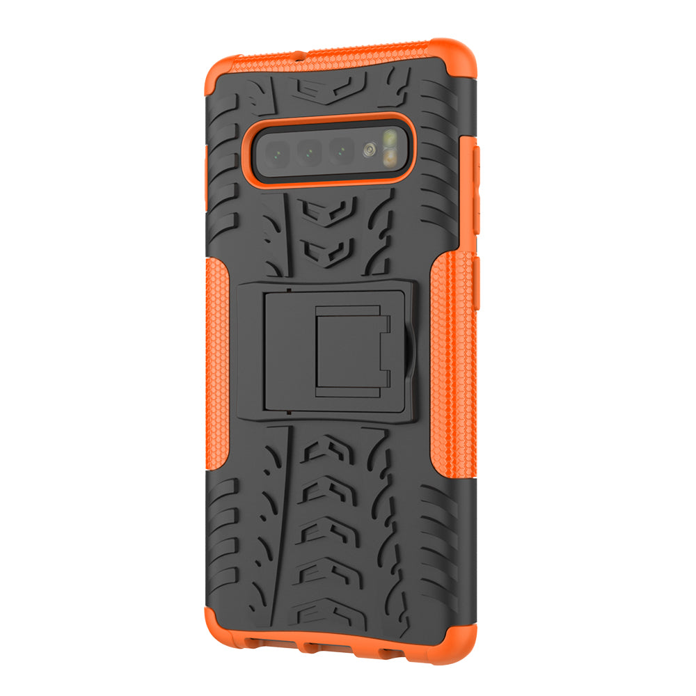 2-in-1 Tyre Pattern PC + TPU Hybrid Mobile Phone Case with Kickstand for Samsung Galaxy S10