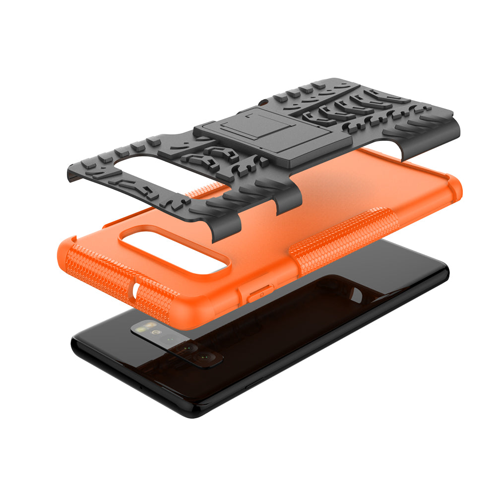 2-in-1 Tyre Pattern PC + TPU Hybrid Mobile Phone Case with Kickstand for Samsung Galaxy S10