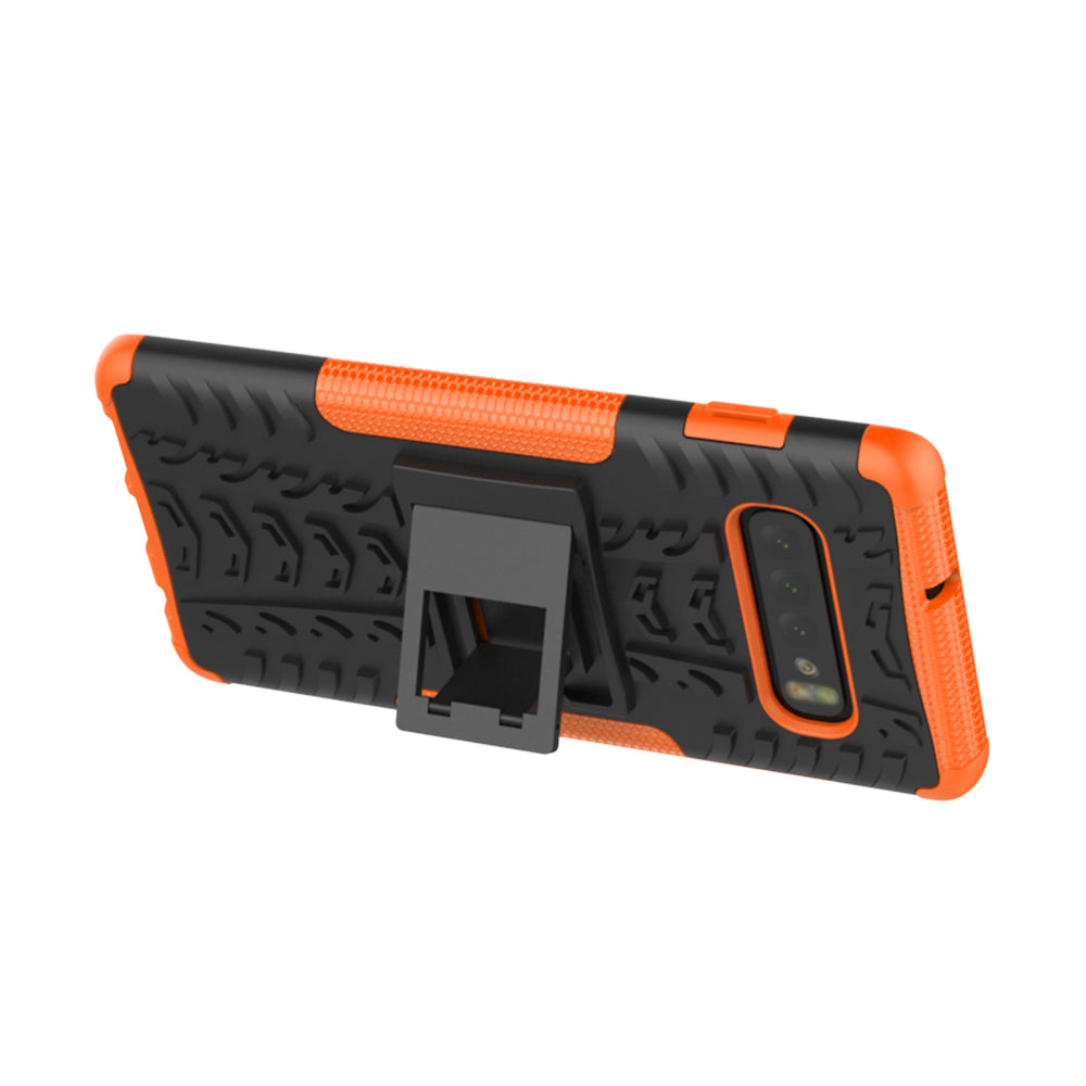 2-in-1 Tyre Pattern PC + TPU Hybrid Mobile Phone Case with Kickstand for Samsung Galaxy S10