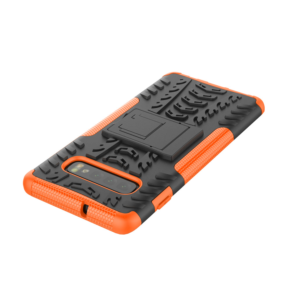 2-in-1 Tyre Pattern PC + TPU Hybrid Mobile Phone Case with Kickstand for Samsung Galaxy S10
