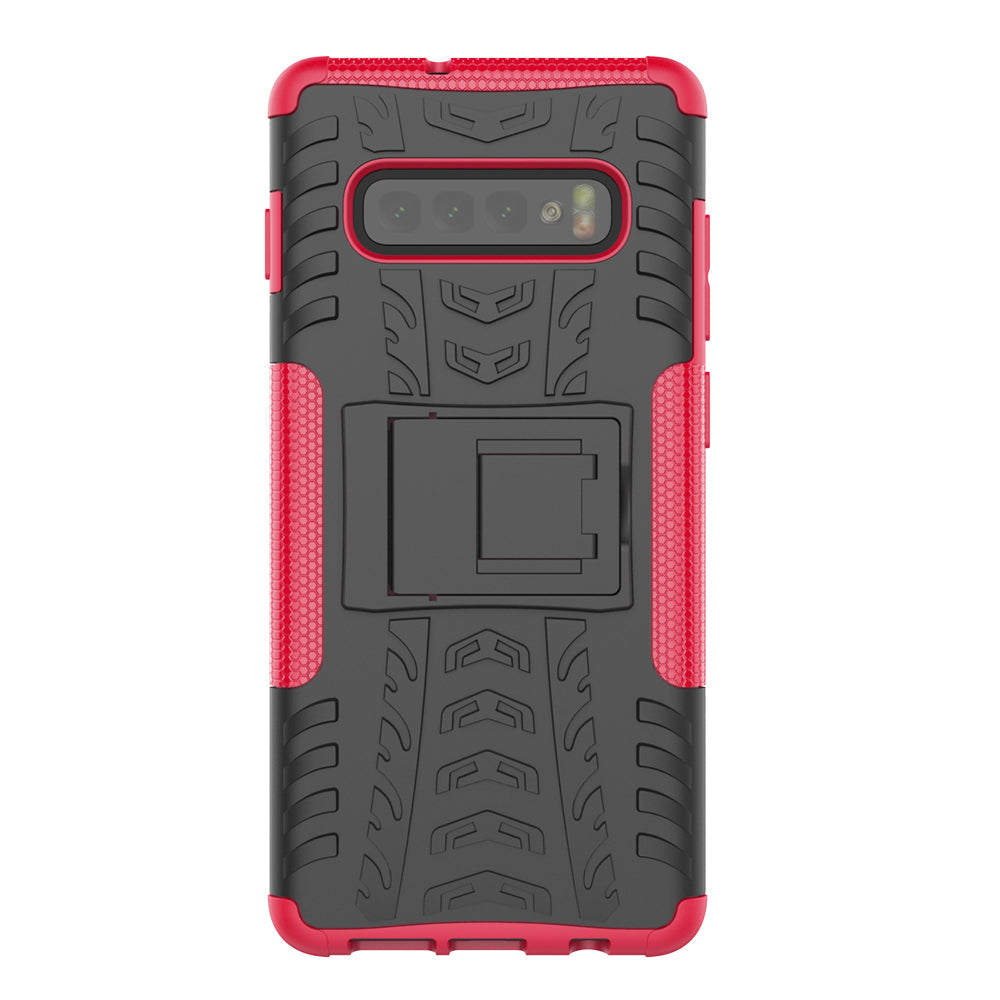 2-in-1 Tyre Pattern PC + TPU Hybrid Mobile Phone Case with Kickstand for Samsung Galaxy S10