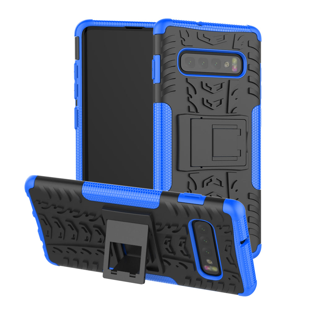 2-in-1 Tyre Pattern PC + TPU Hybrid Mobile Phone Case with Kickstand for Samsung Galaxy S10