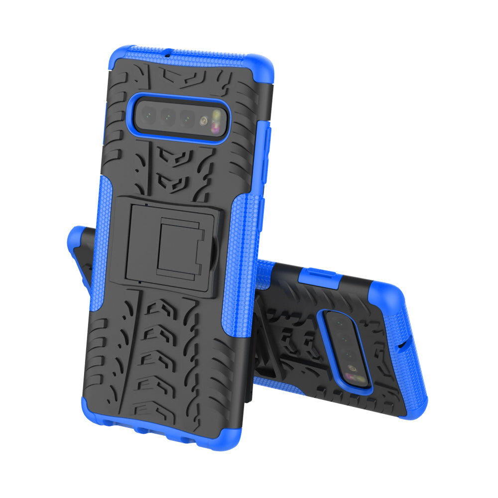 2-in-1 Tyre Pattern PC + TPU Hybrid Mobile Phone Case with Kickstand for Samsung Galaxy S10