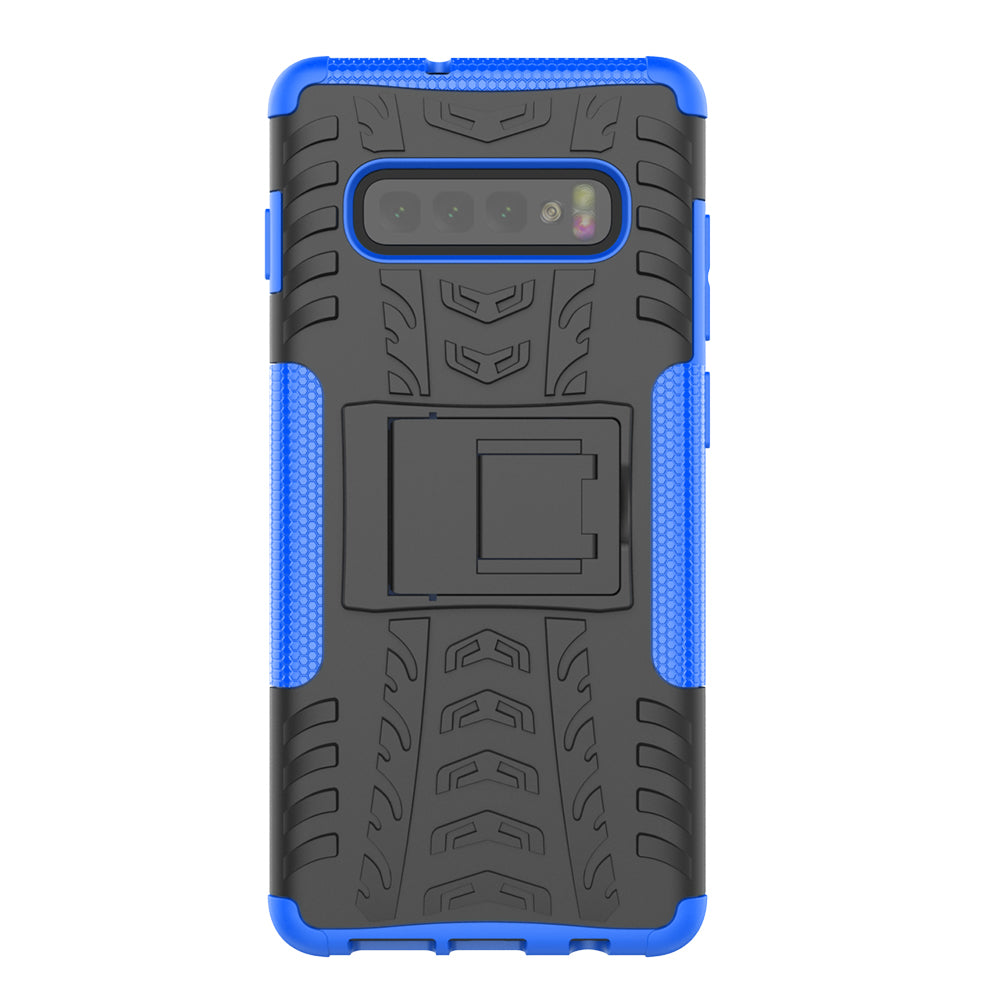 2-in-1 Tyre Pattern PC + TPU Hybrid Mobile Phone Case with Kickstand for Samsung Galaxy S10
