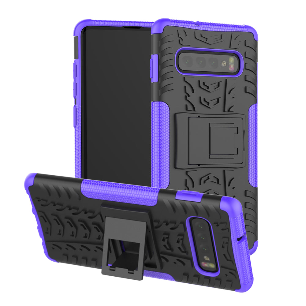 2-in-1 Tyre Pattern PC + TPU Hybrid Mobile Phone Case with Kickstand for Samsung Galaxy S10