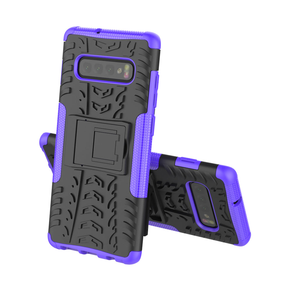 2-in-1 Tyre Pattern PC + TPU Hybrid Mobile Phone Case with Kickstand for Samsung Galaxy S10