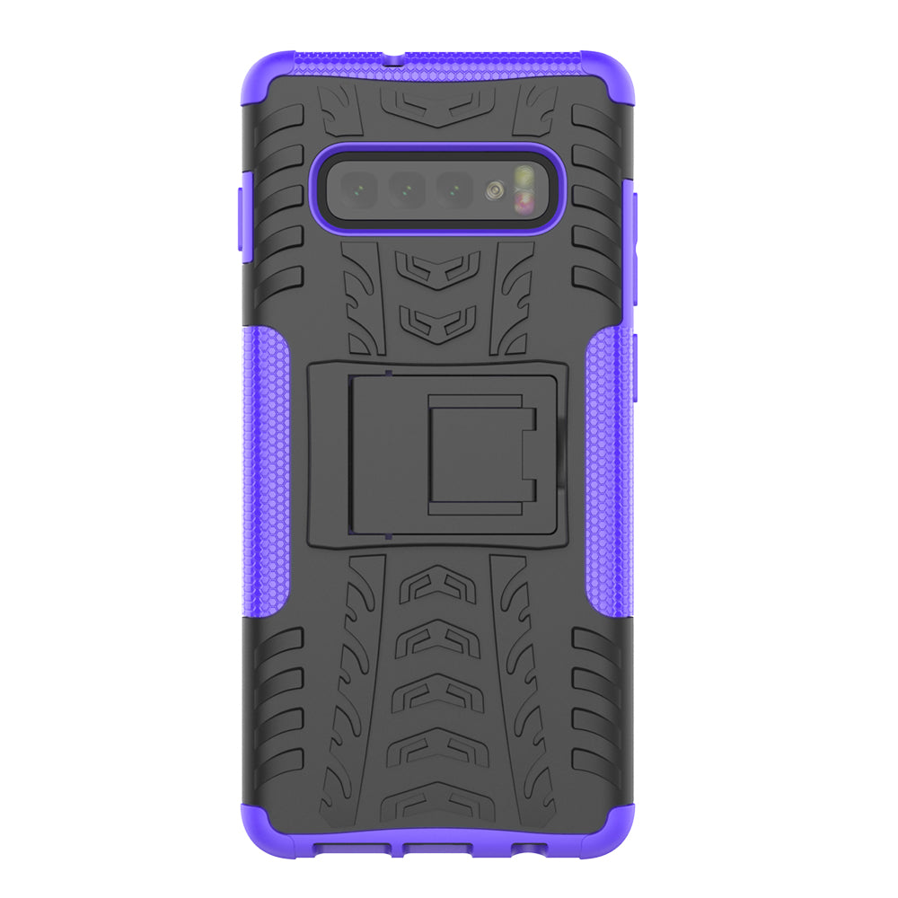 2-in-1 Tyre Pattern PC + TPU Hybrid Mobile Phone Case with Kickstand for Samsung Galaxy S10