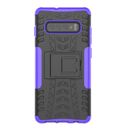 2-in-1 Tyre Pattern PC + TPU Hybrid Mobile Phone Case with Kickstand for Samsung Galaxy S10
