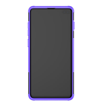 2-in-1 Tyre Pattern PC + TPU Hybrid Mobile Phone Case with Kickstand for Samsung Galaxy S10