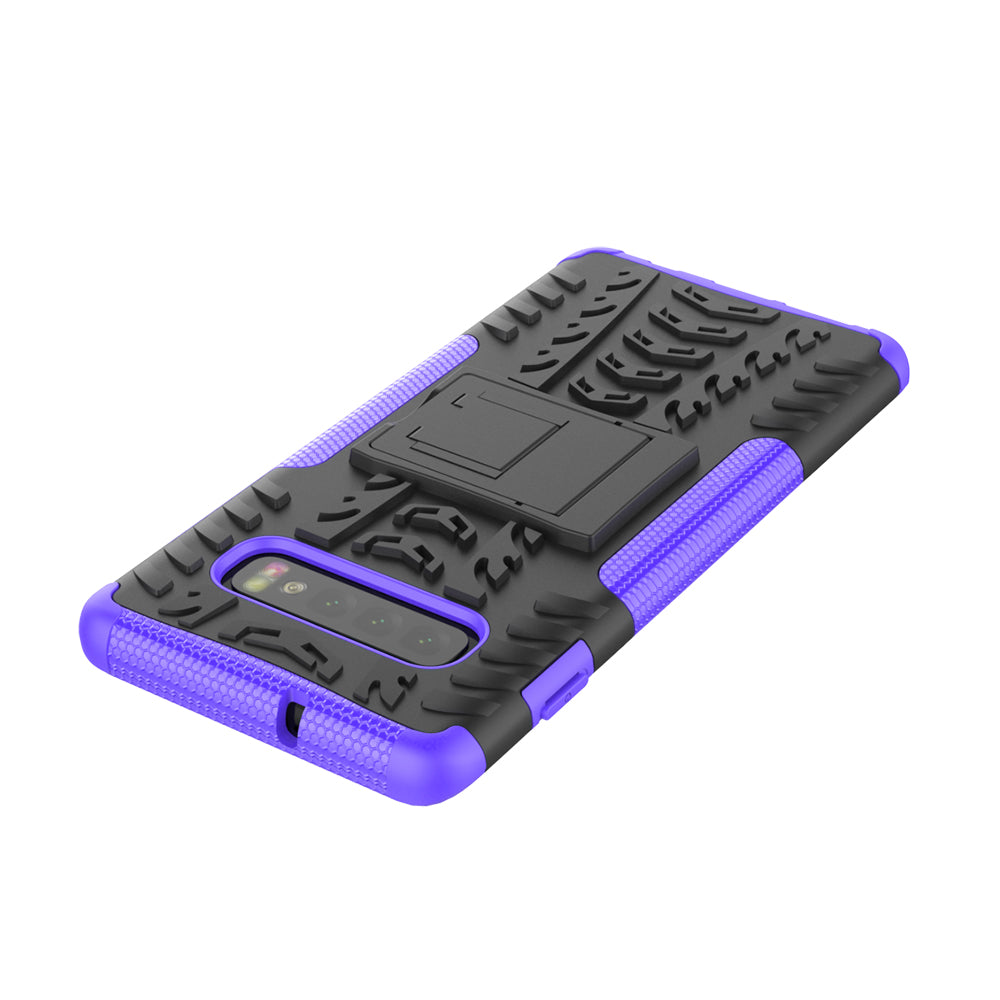 2-in-1 Tyre Pattern PC + TPU Hybrid Mobile Phone Case with Kickstand for Samsung Galaxy S10