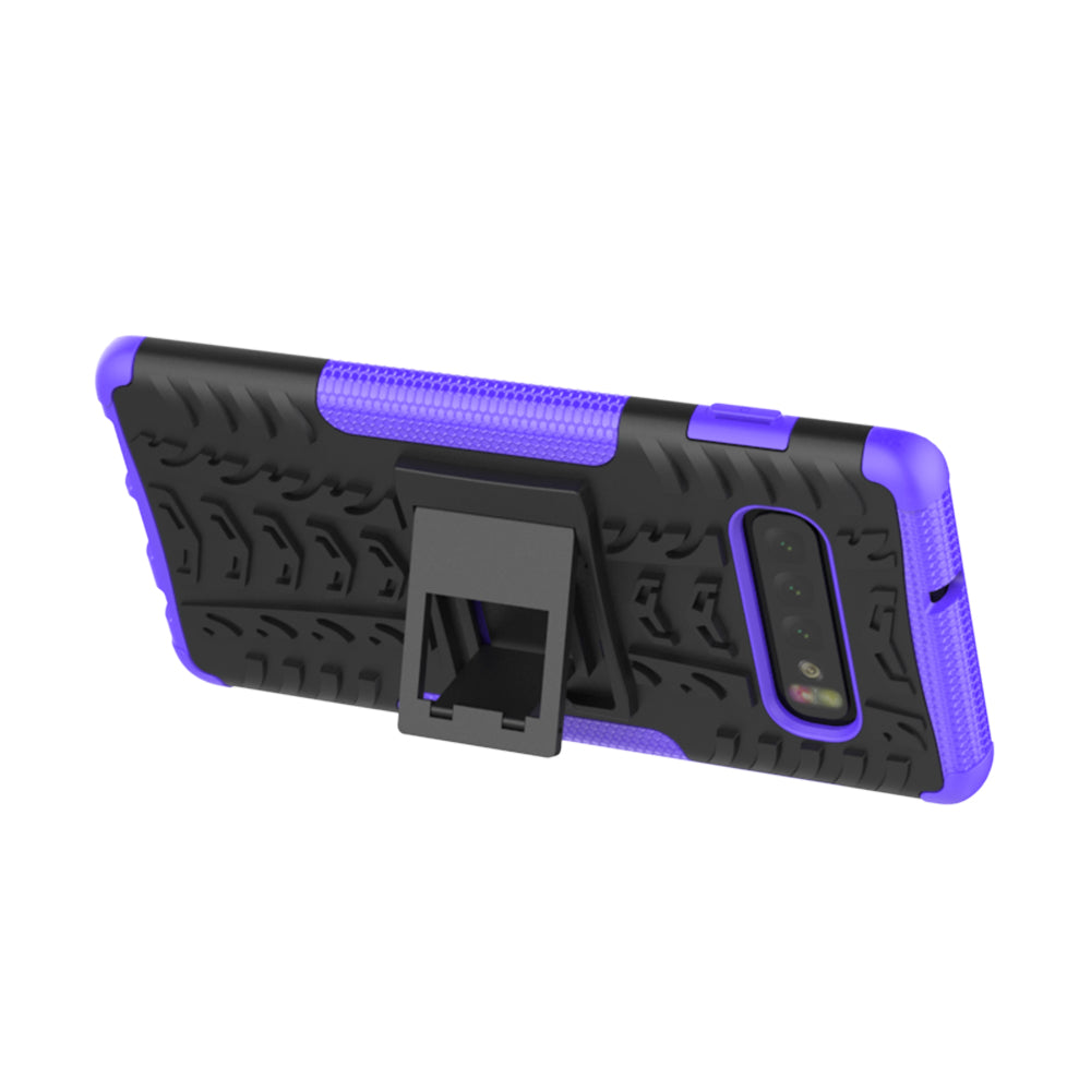 2-in-1 Tyre Pattern PC + TPU Hybrid Mobile Phone Case with Kickstand for Samsung Galaxy S10