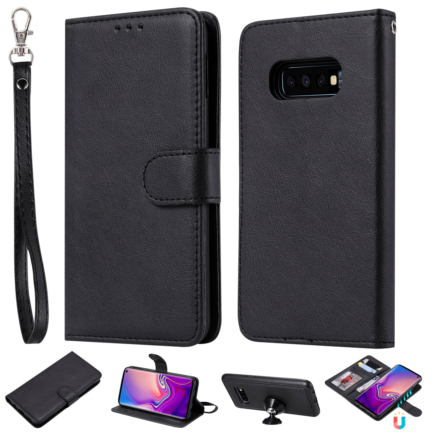 Magnetic KT Leather Series-3 Detachable 2-in-1 PU Leather Case for Samsung Galaxy S10e