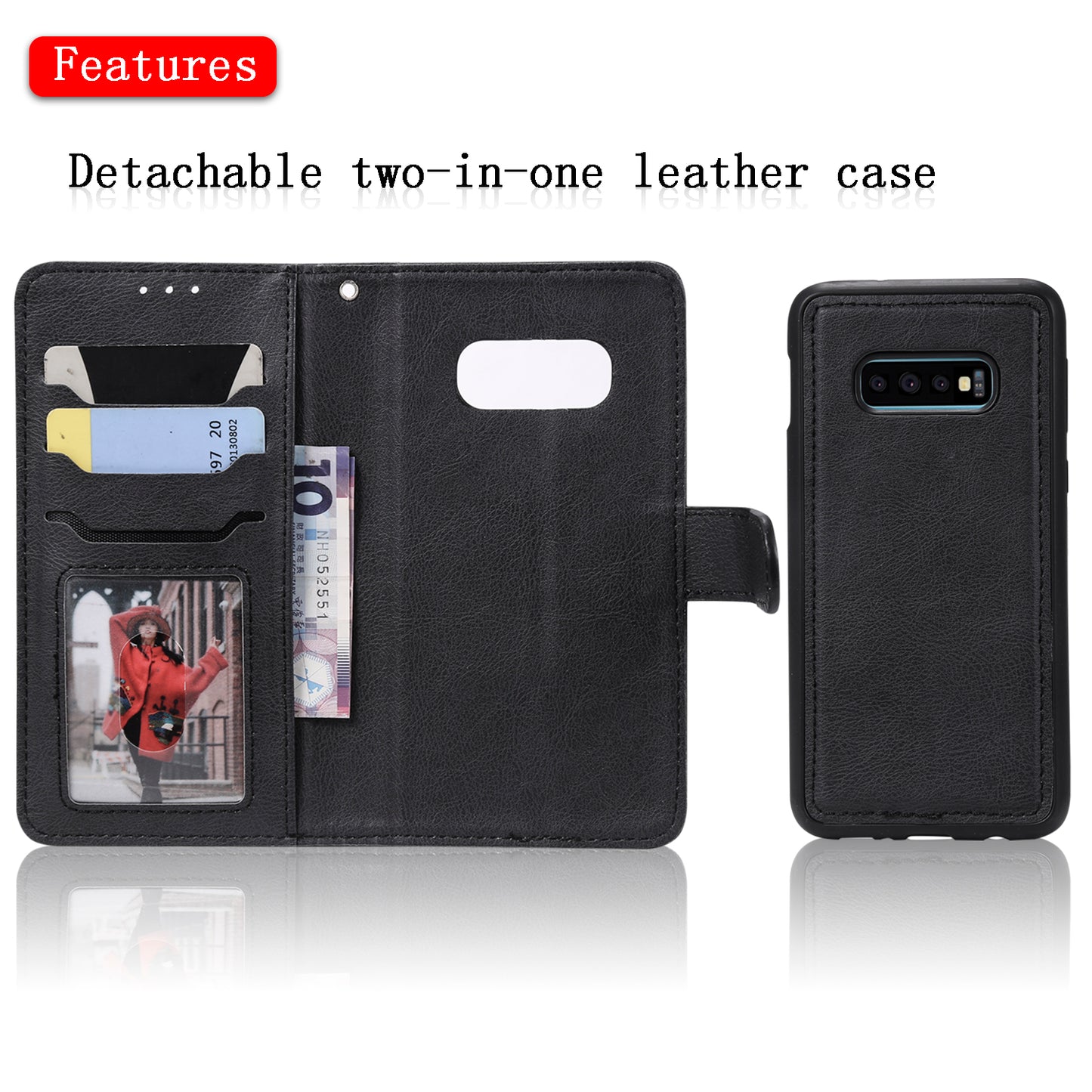 Magnetic KT Leather Series-3 Detachable 2-in-1 PU Leather Case for Samsung Galaxy S10e