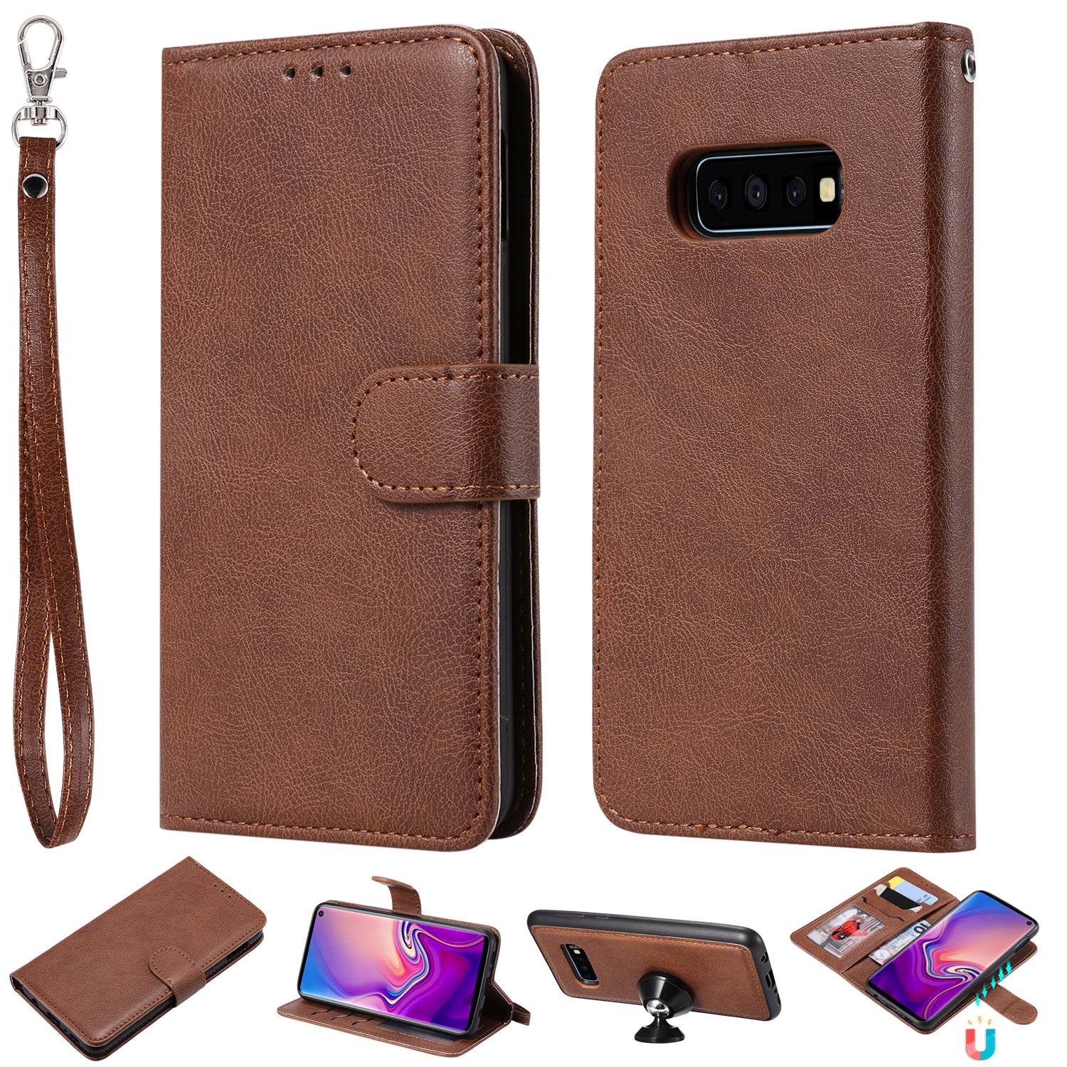 Magnetic KT Leather Series-3 Detachable 2-in-1 PU Leather Case for Samsung Galaxy S10e