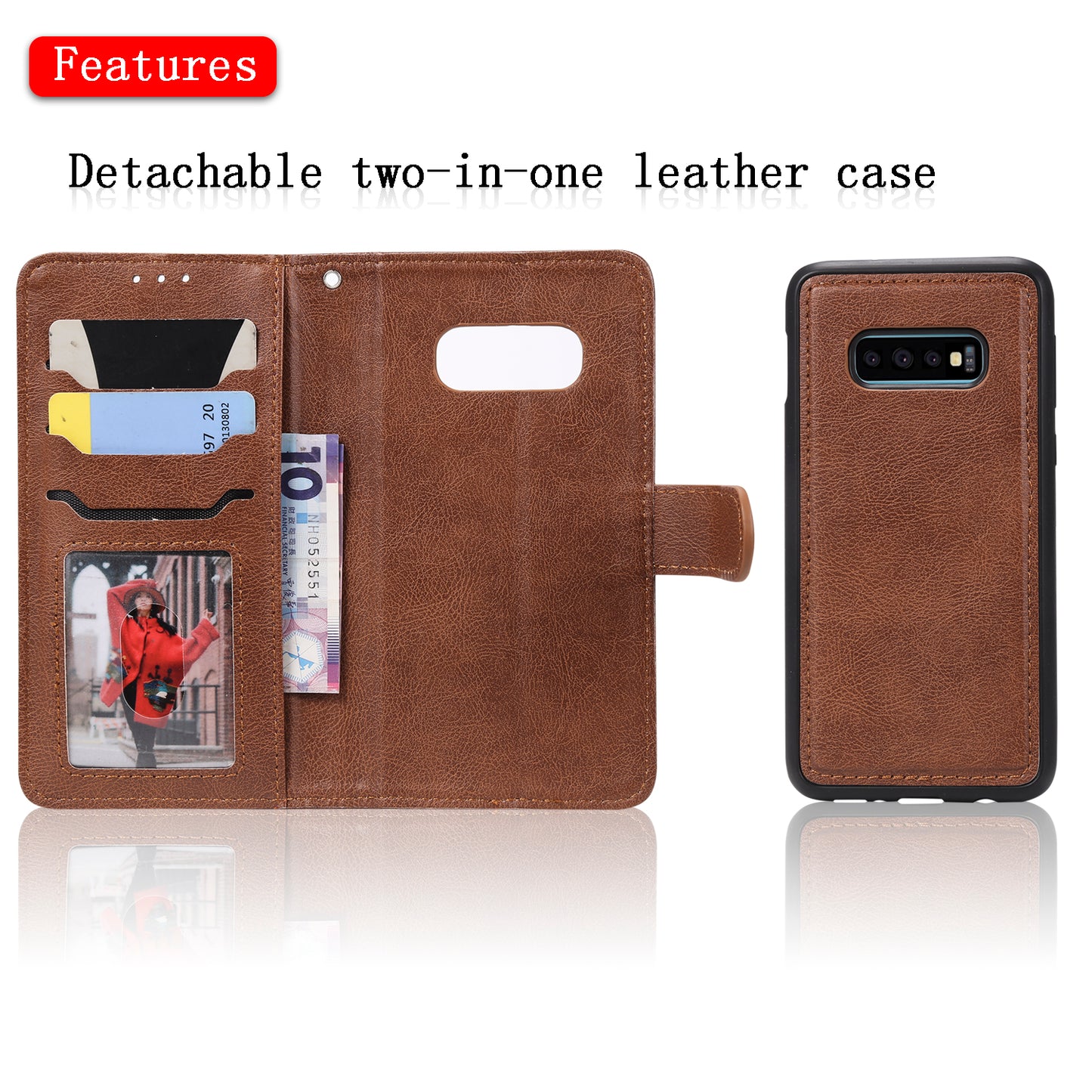 Magnetic KT Leather Series-3 Detachable 2-in-1 PU Leather Case for Samsung Galaxy S10e
