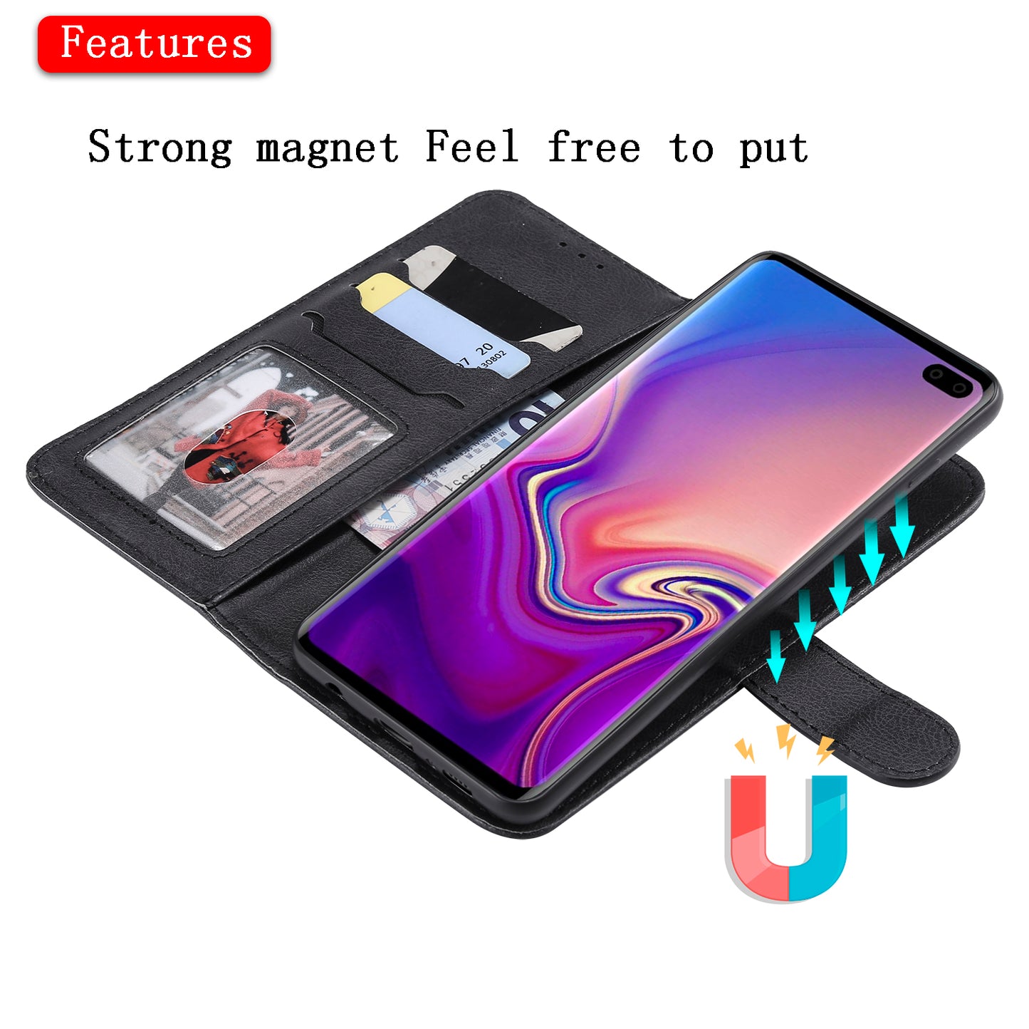 Magnetic KT Leather Series-3 Detachable 2-in-1 PU Leather Case for Samsung Galaxy S10 Plus
