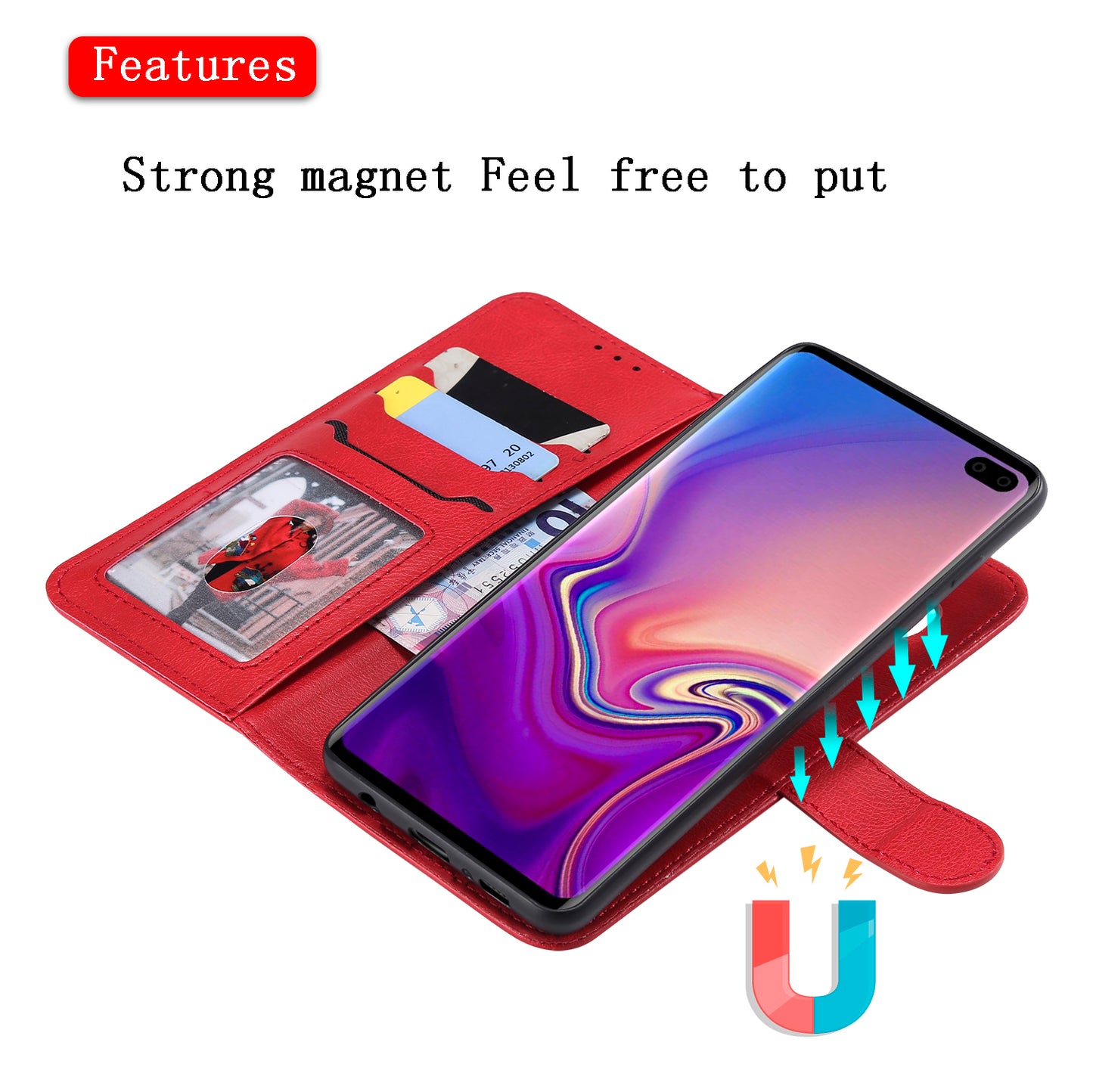 Magnetic KT Leather Series-3 Detachable 2-in-1 PU Leather Case for Samsung Galaxy S10 Plus