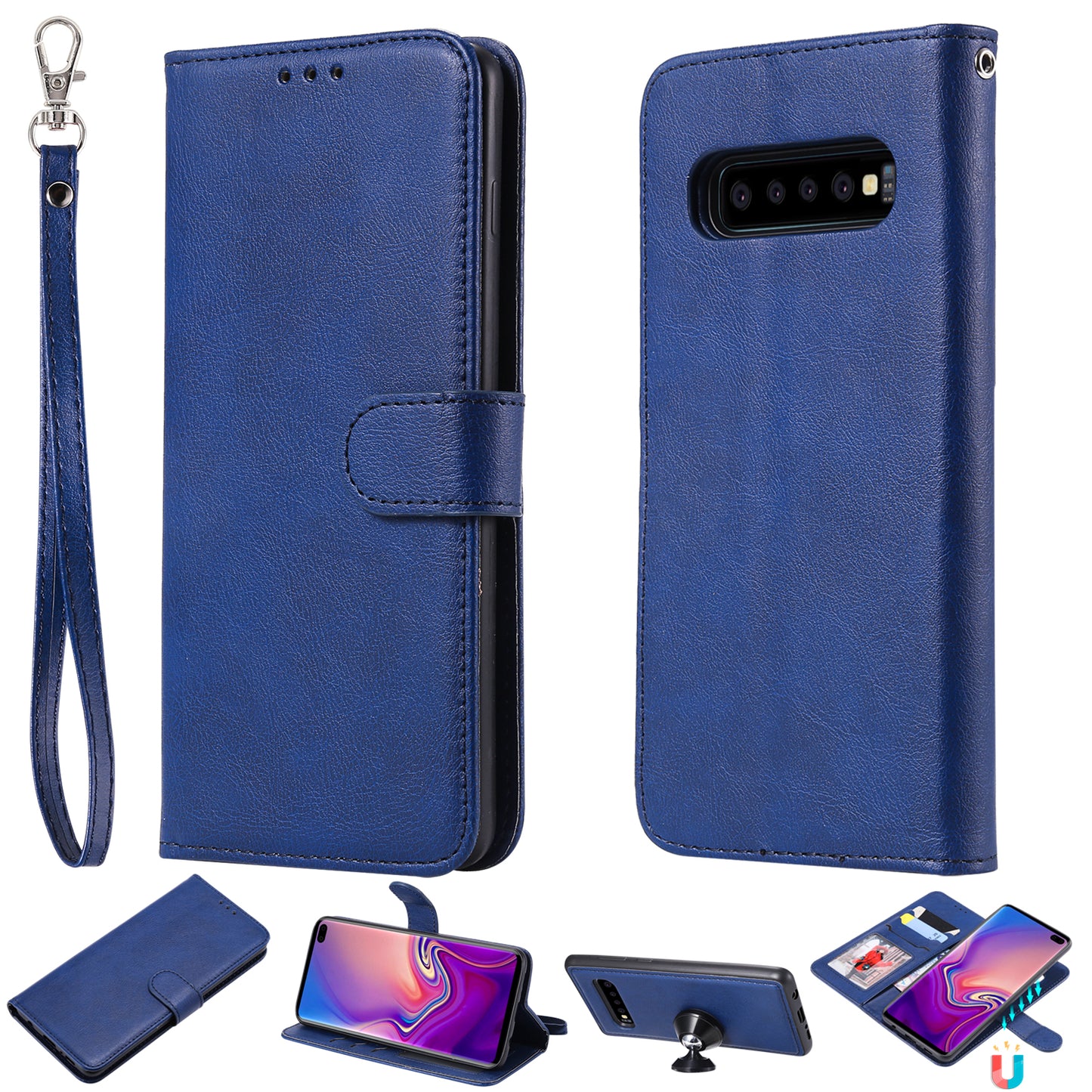 Magnetic KT Leather Series-3 Detachable 2-in-1 PU Leather Case for Samsung Galaxy S10 Plus