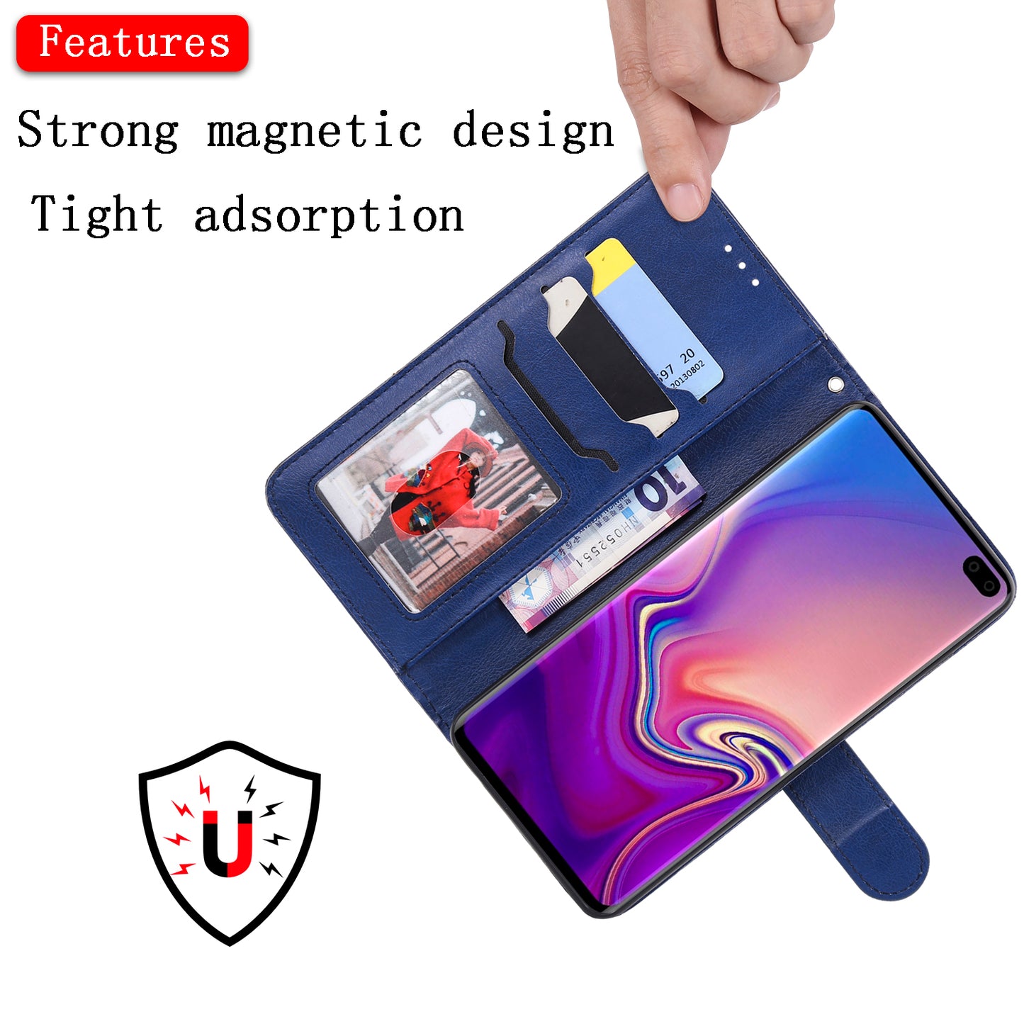 Magnetic KT Leather Series-3 Detachable 2-in-1 PU Leather Case for Samsung Galaxy S10 Plus