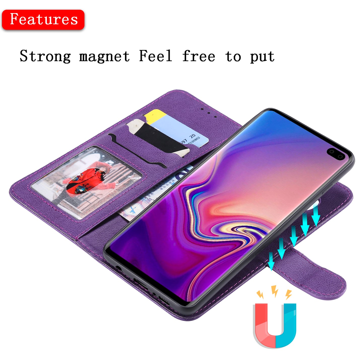 Magnetic KT Leather Series-3 Detachable 2-in-1 PU Leather Case for Samsung Galaxy S10 Plus
