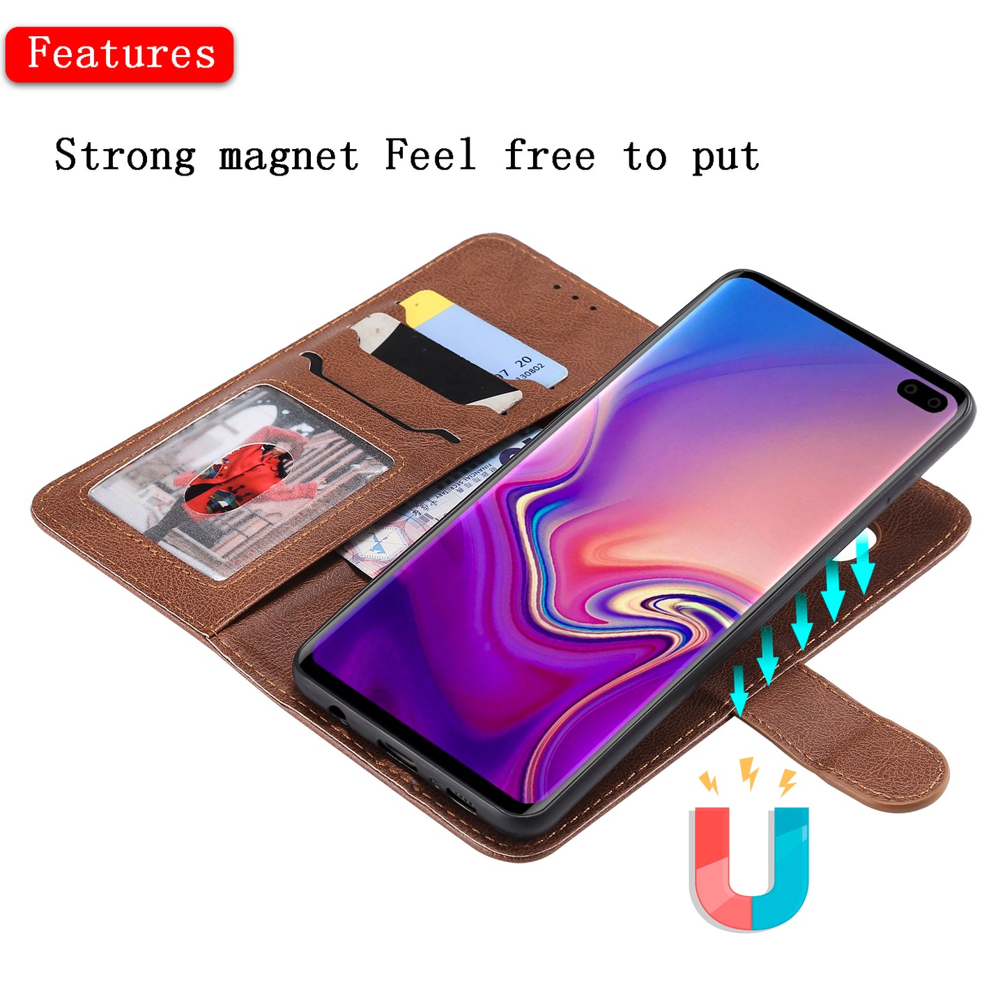 Magnetic KT Leather Series-3 Detachable 2-in-1 PU Leather Case for Samsung Galaxy S10 Plus