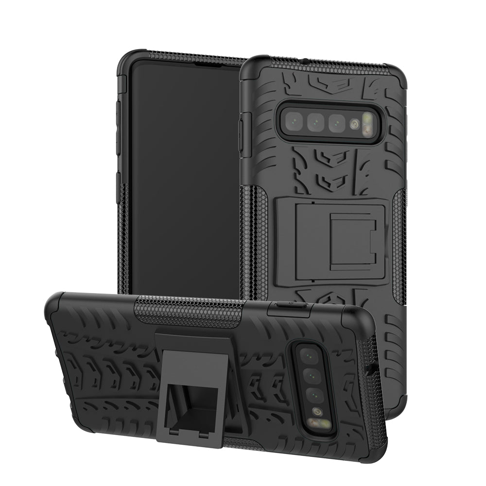 2-in-1 Tyre Pattern PC + TPU Hybrid Mobile Phone Case with Kickstand for Samsung Galaxy S10 Plus